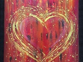 Prodejné- Zlaté srdce- energetický obraz 40*50cm (plátno na rámu,akryl)